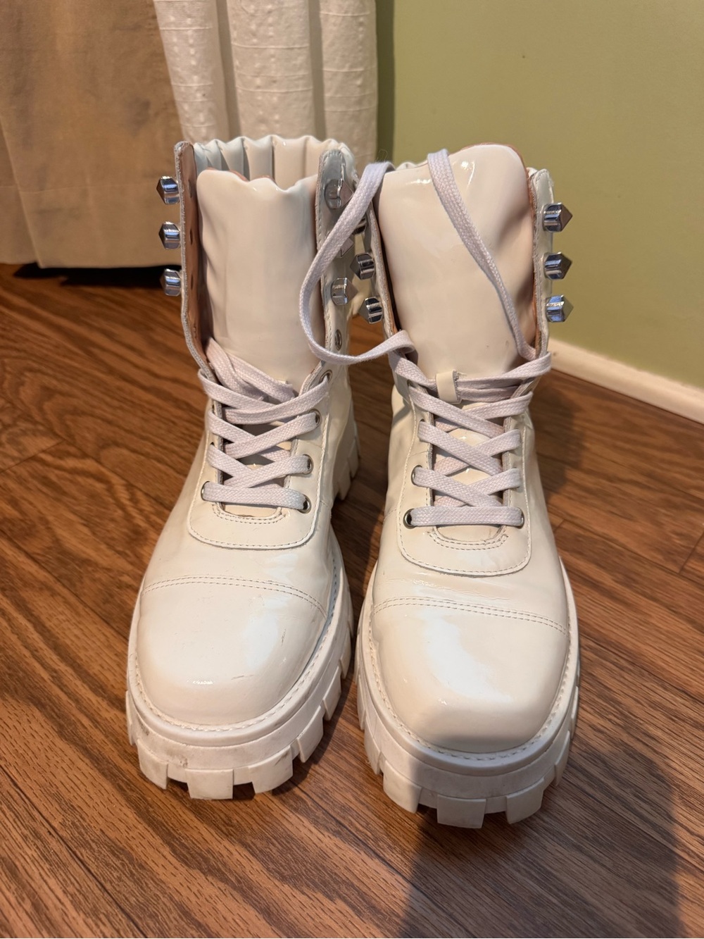 Schutz White Sutton Lace-Up Boots - Picture 3 of 7